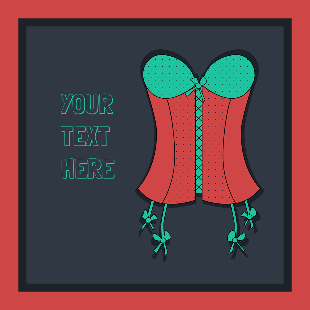 Fond vintage avec corset rouge dame
 - Vecteur, image