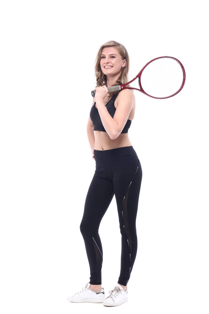 schöne Sportlerin mit Tennisschläger - Foto, Bild