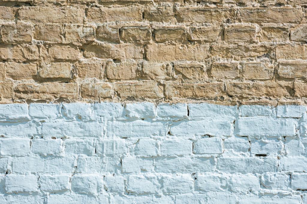 horizontal brown and white brick wall textured background - Photo, Image