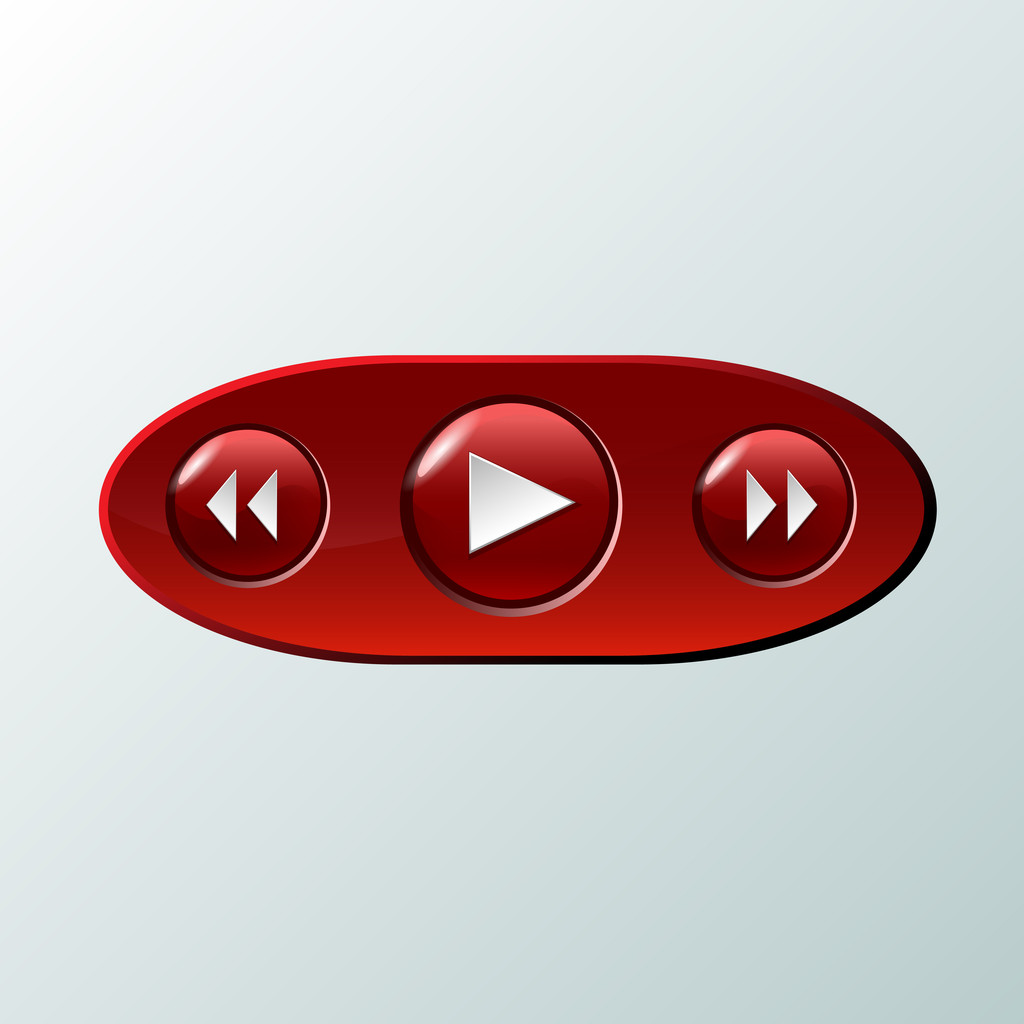 Kırmızı medya düğmeleri. vektör çizim  - Vektör, Görsel