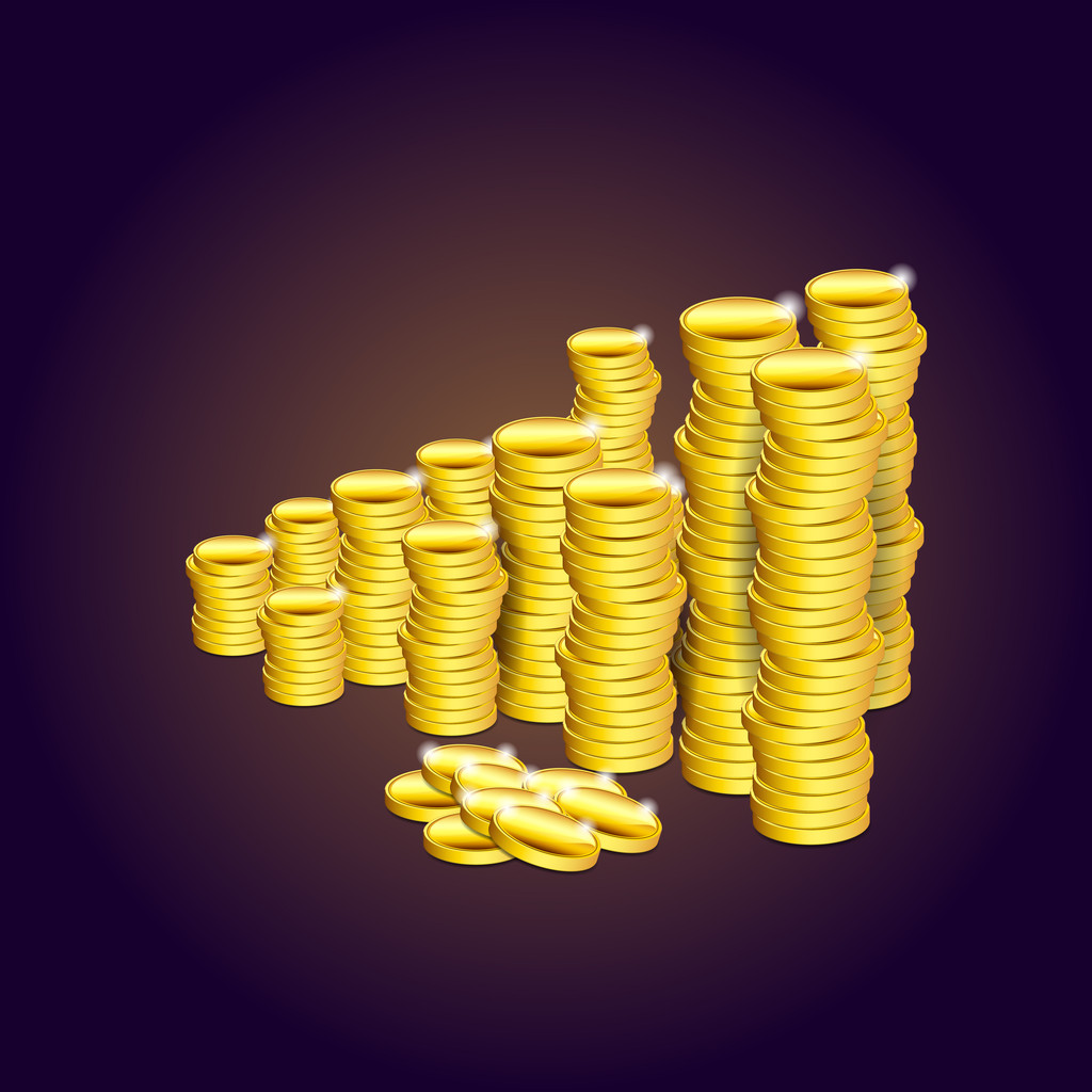 Stacks of gold coins. Vector illustration. - Vector, Image