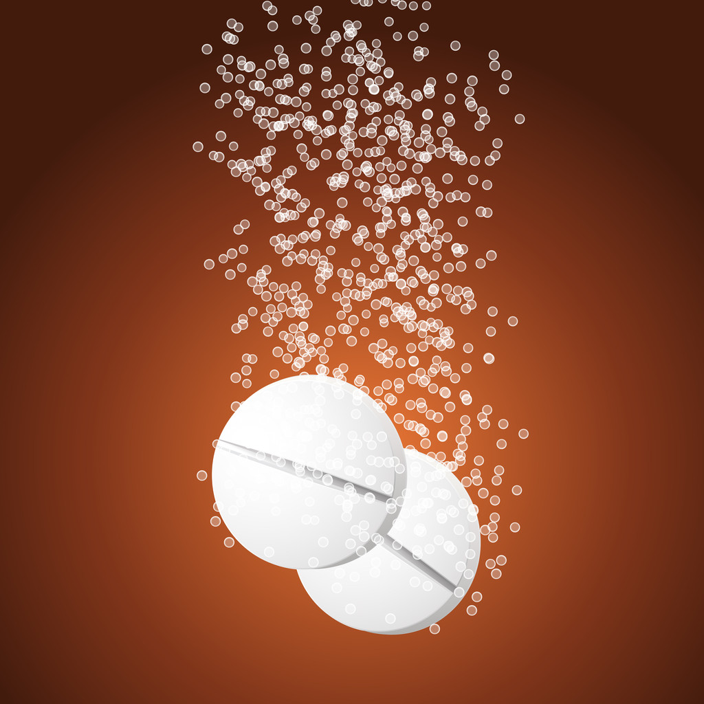 Gashoudende tabletten met bubbels - Vector, afbeelding