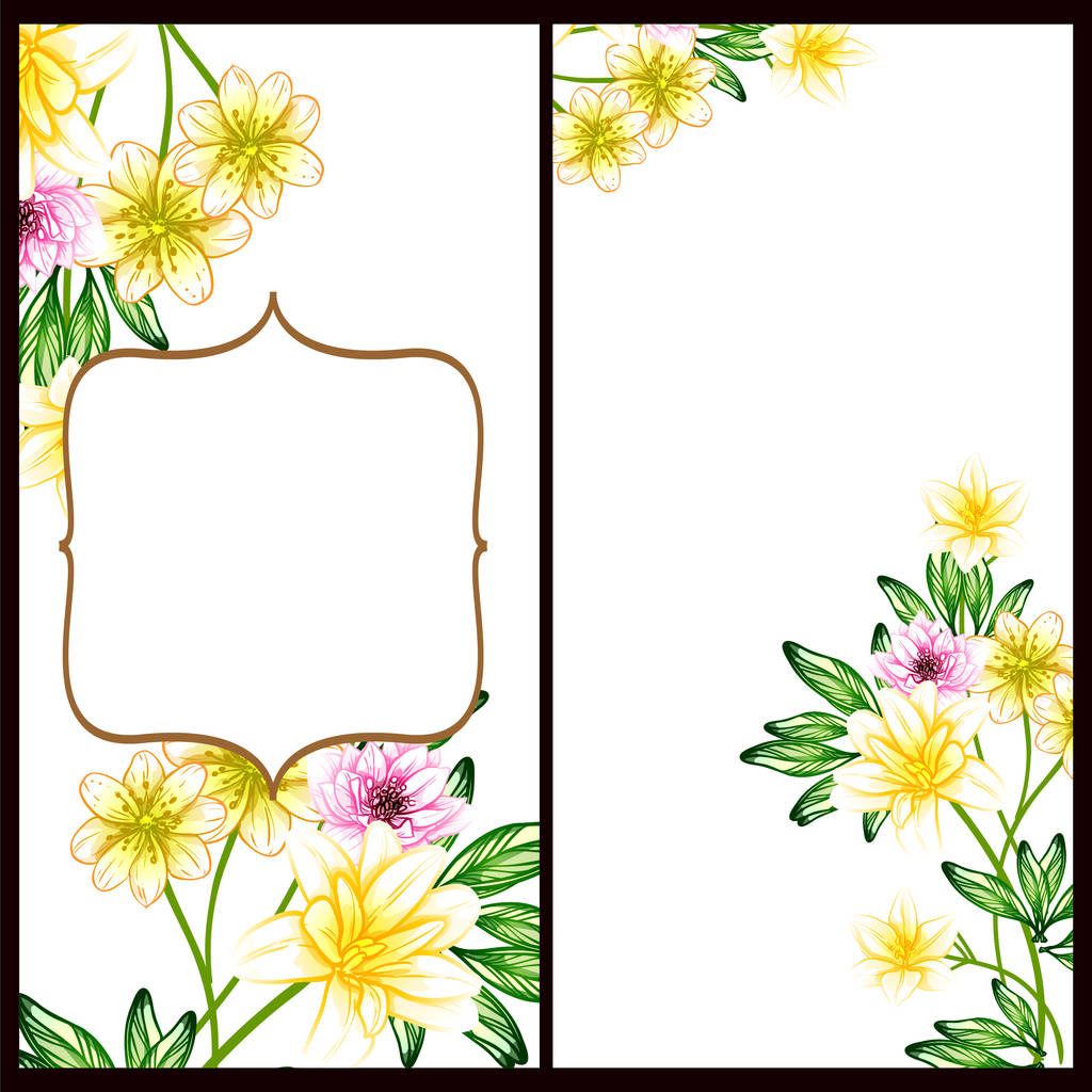 Conjunto de tarjetas de boda de flores estilo vintage. Elementos y marcos florales. - Vector, imagen