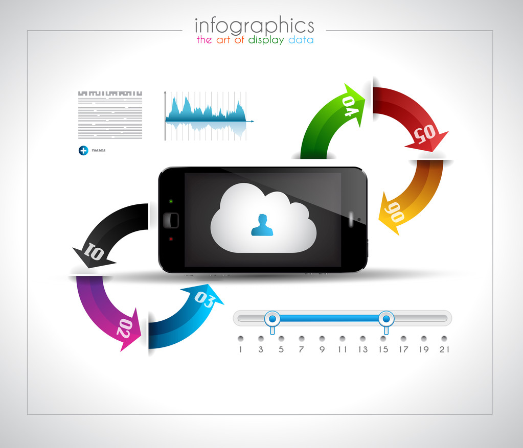 Infografik-Design-Vorlage mit Cloud-Konzept - Vektor, Bild