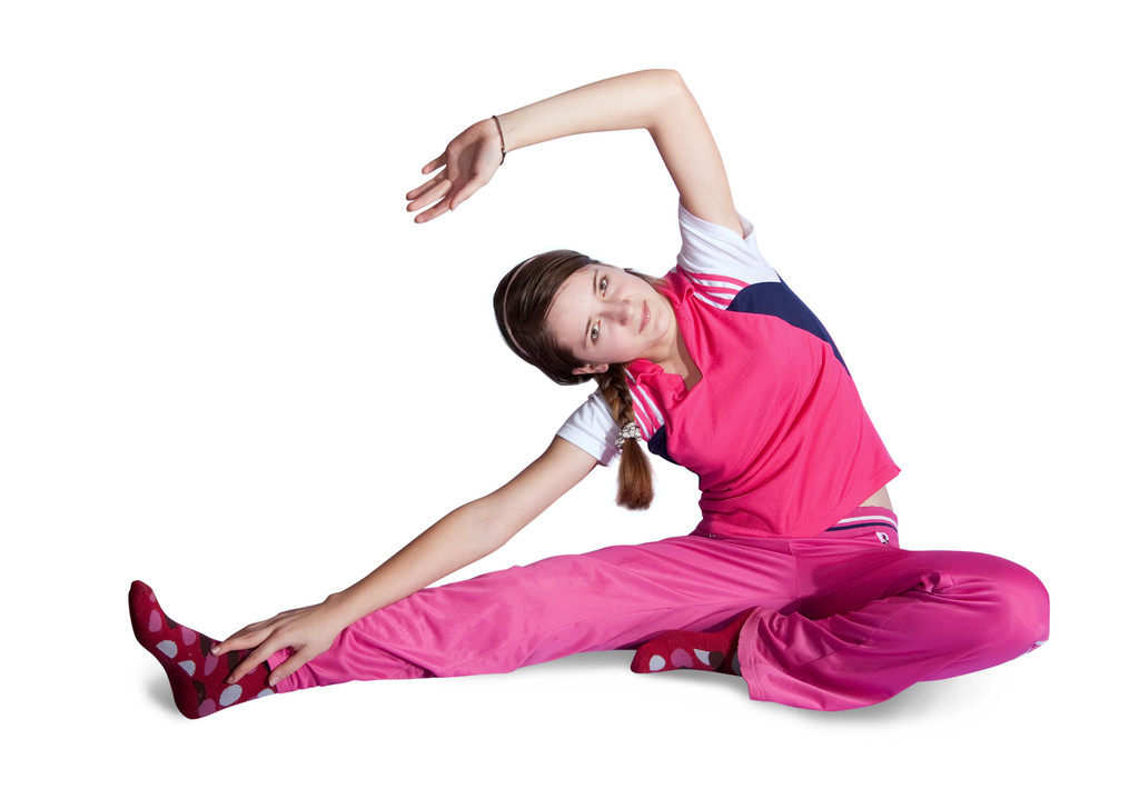 Ragazza in activewear rosa facendo fitness
 - Foto, immagini