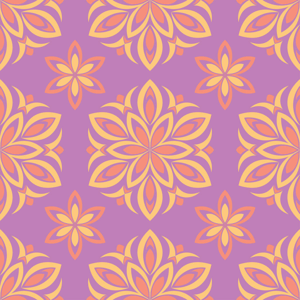 Patrón sin costura floral. Fondo violeta brillante con diseño de color para fondos de pantalla, textiles y telas
 - Vector, imagen