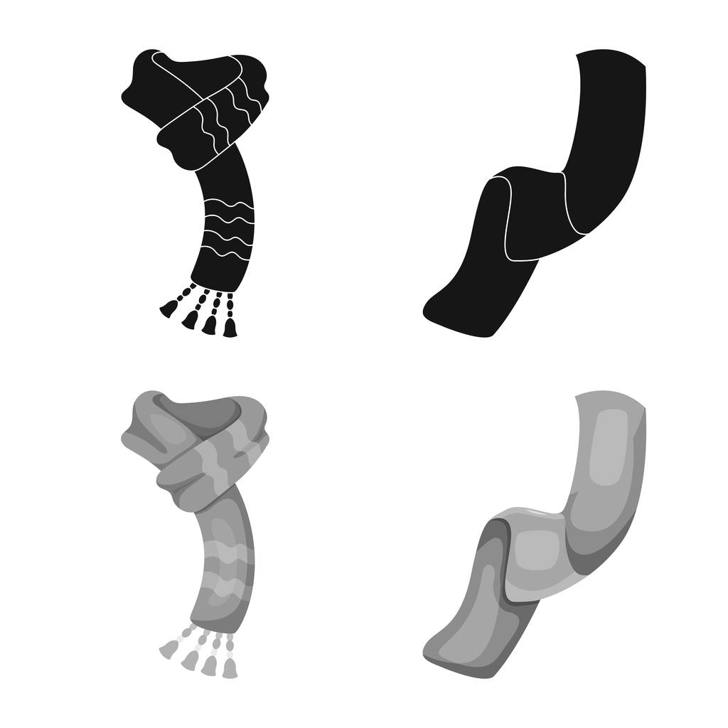 Geïsoleerde object van sjaal en omslagdoek symbool. Set van sjaal en accessoire voorraad vectorillustratie. - Vector, afbeelding