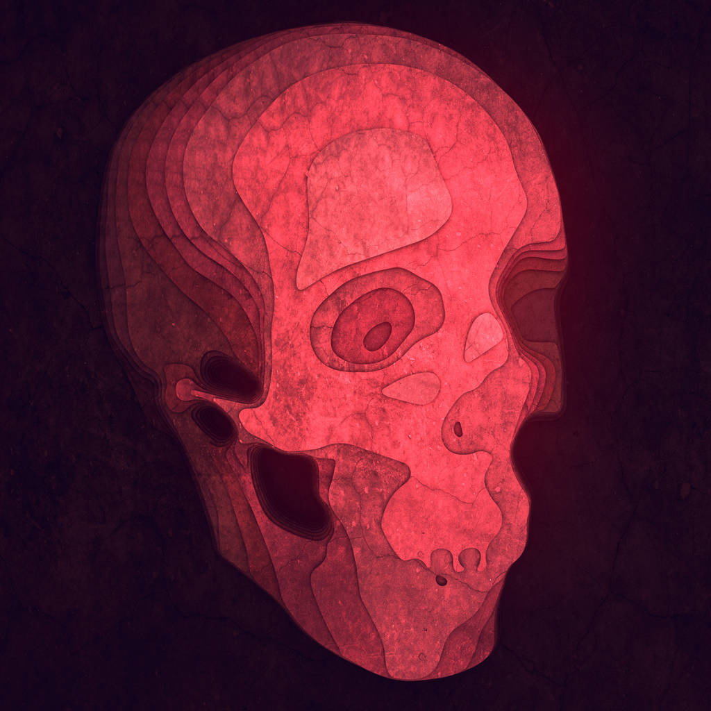 Cráneo de color abstracto. Ilustración con forma de corte de papel. renderizado 3d
 - Foto, imagen
