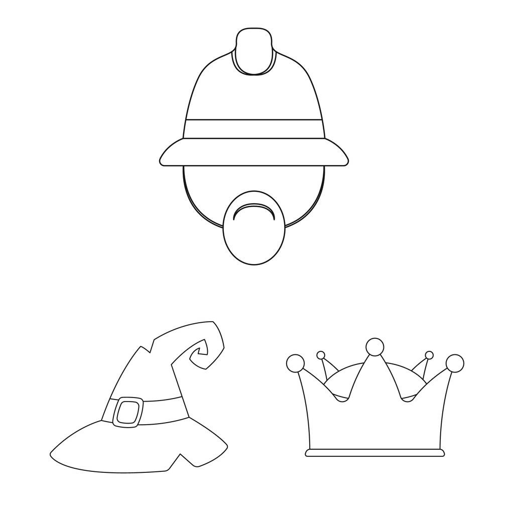 Objeto aislado de casco e icono de la tapa. Colección de casco y accesorio icono vectorial para stock
. - Vector, imagen