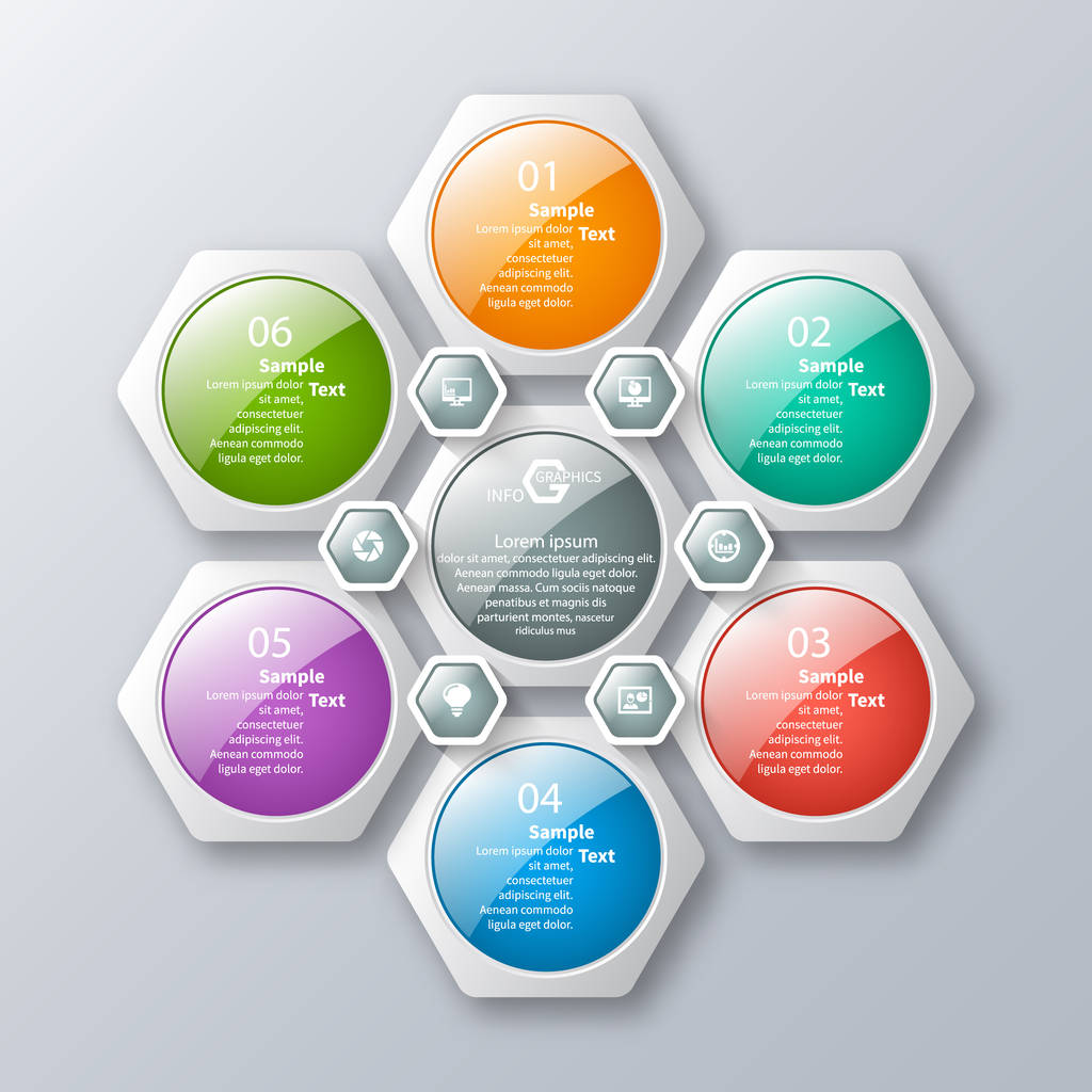 vetor abstrato 3d papel infográfico elements.Hexagon infographics.Honeycomb design - Vetor, Imagem