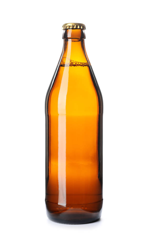 Пляшка холодного пива на білому тлі
 - Фото, зображення