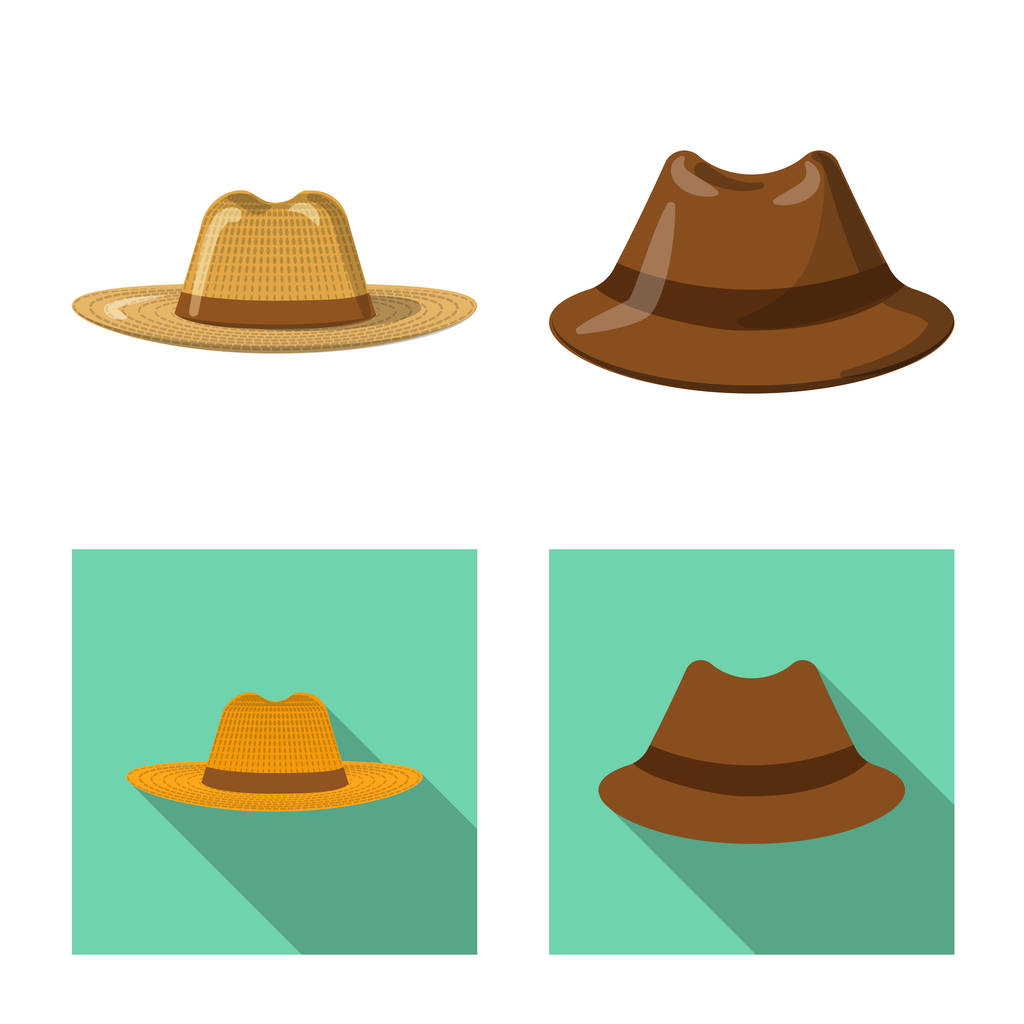 Objetos isolados de chapéus e chapéus. Conjunto de chapéus e acessórios símbolo de estoque para web
. - Vetor, Imagem