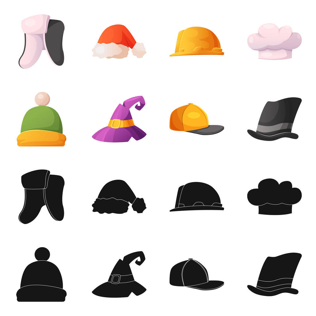 Ilustração vetorial de chapéus e ícones de boné. Coleção de chapéus e acessórios ilustração vetorial
. - Vetor, Imagem