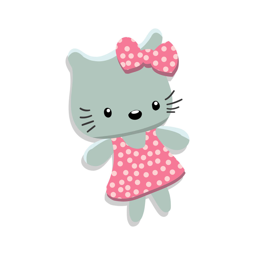Toy kitty. Cartoon character. Hand drawing. Design element. - Vector, Image