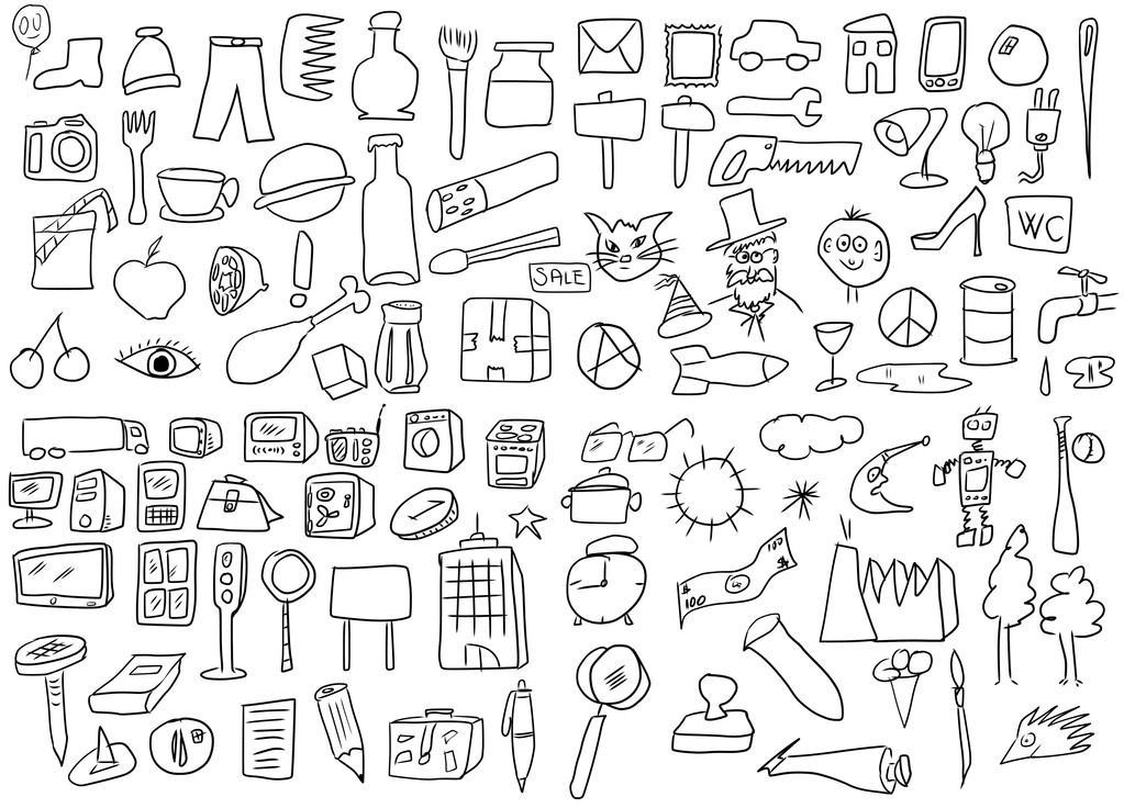 esboço simplificado objetos de desenho, doodle série
 - Foto, Imagem