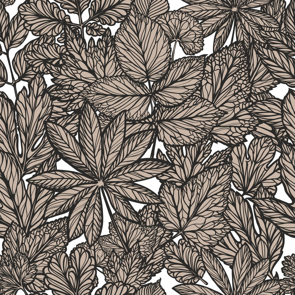 Квітковий візерунок. Декоративні листя, концепція природи Безшовний фон
 - Вектор, зображення