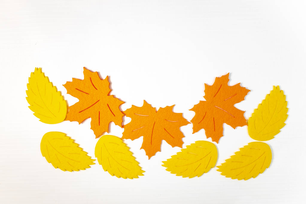 красивые цветные осенние листья на белом фоне
 - Фото, изображение