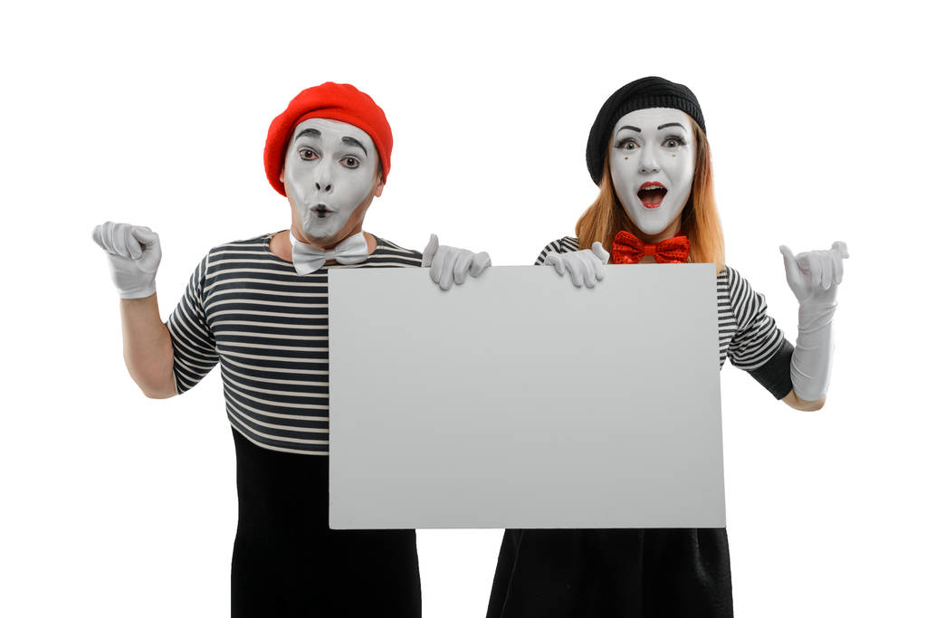 Deux mimes tenant le tableau blanc
 - Photo, image