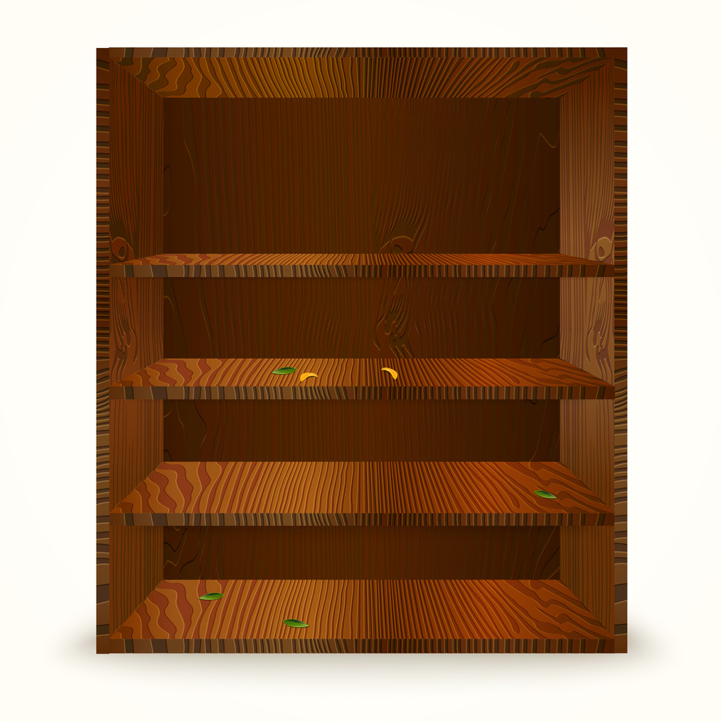 Estantes de madera. ilustración vectorial
  - Vector, imagen