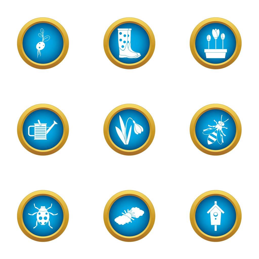 Conjunto de iconos de maceta, estilo plano
 - Vector, imagen