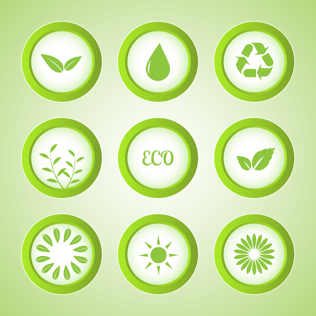 Conjunto de vetores de botões ecológicos
. - Vetor, Imagem
