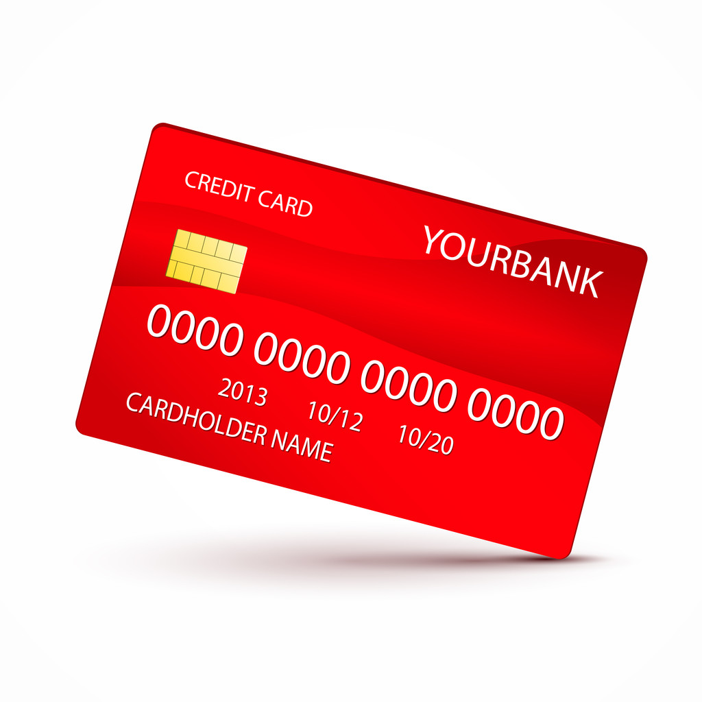 Ilustración vectorial de tarjeta de crédito roja
 - Vector, imagen