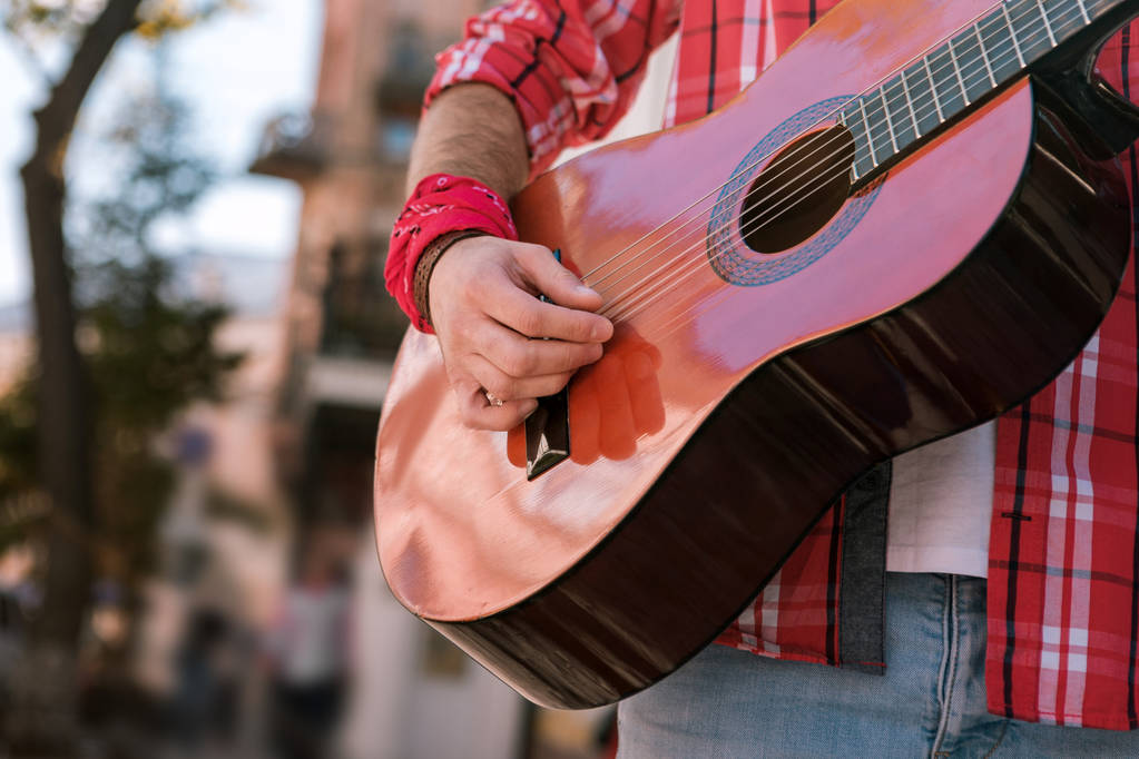 Giovane musicista di strada che assapora la musica in strada
 - Foto, immagini
