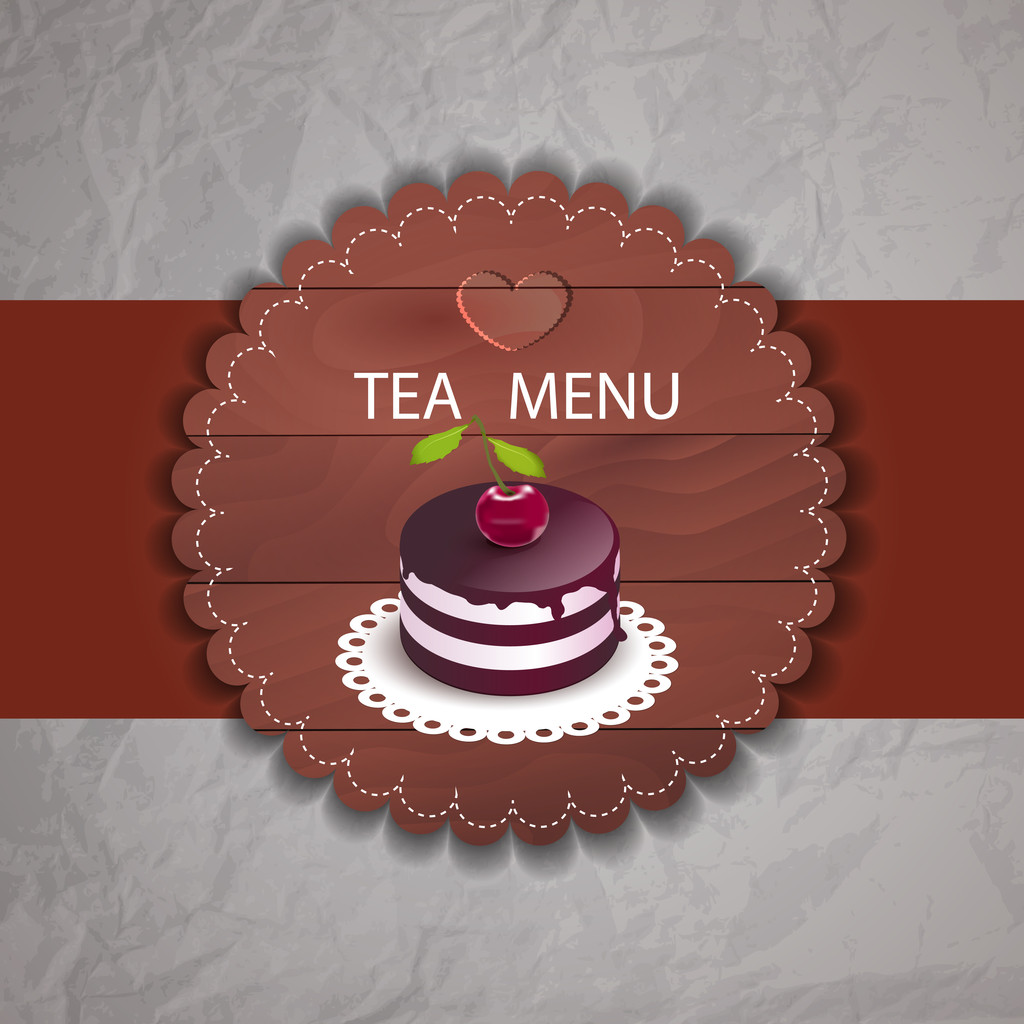 μενού τσάι με cupcake - Διάνυσμα, εικόνα