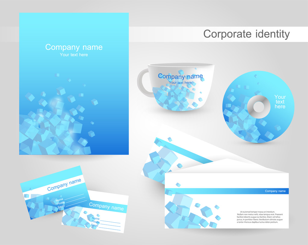 Professional corporate identity kit or business kit with artistic, abstract wave effect for your business - Vector, Image