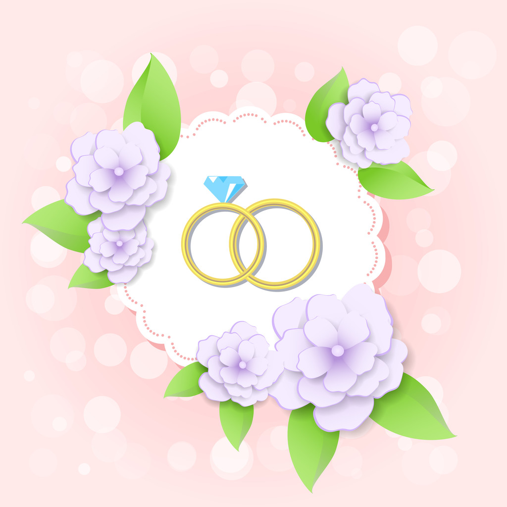 ベクターの花を持つ金の結婚指輪 - ベクター画像