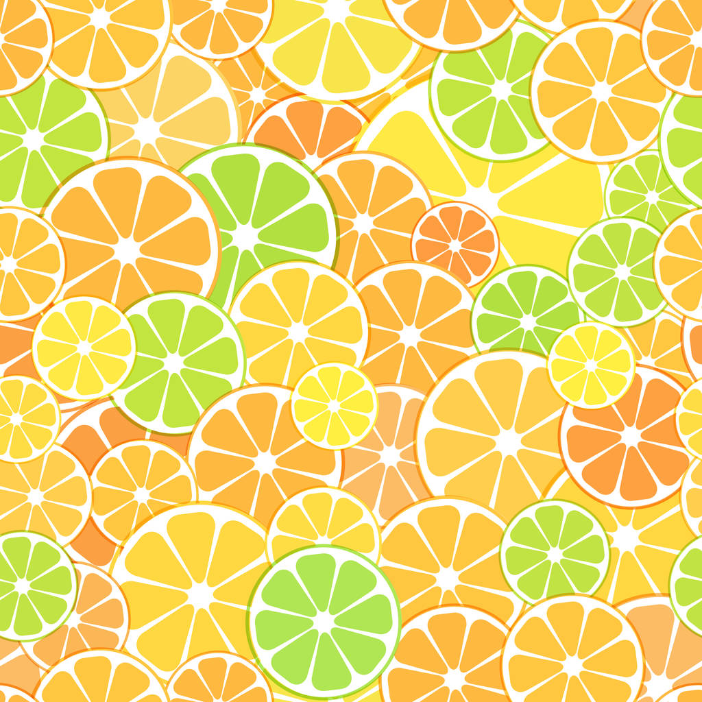ベクターのシームレスなパターン背景。柑橘類の果実の半分をスライス - ベクター画像