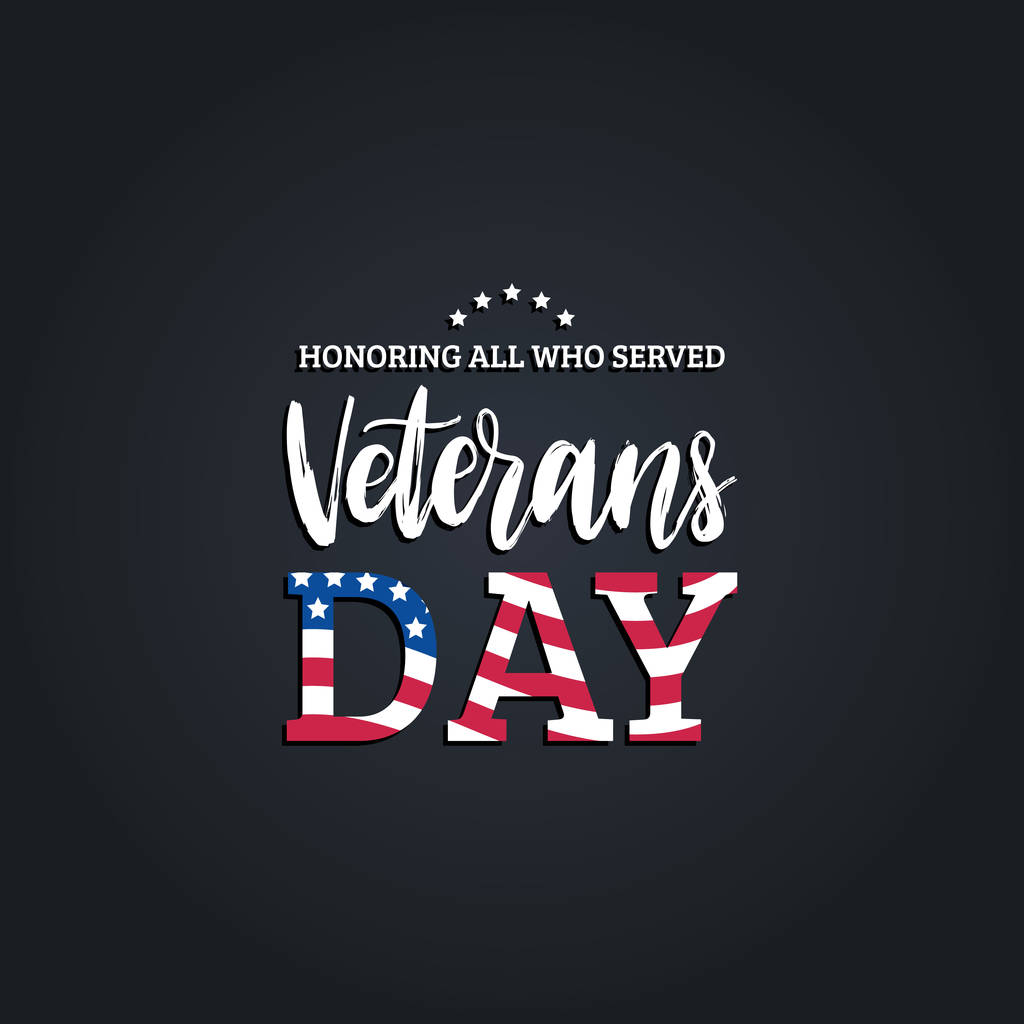  hand belettering met Usa vlag illustratie. 11 november vakantie achtergrond. Veterans Day poster, wenskaart in vector. - Vector, afbeelding