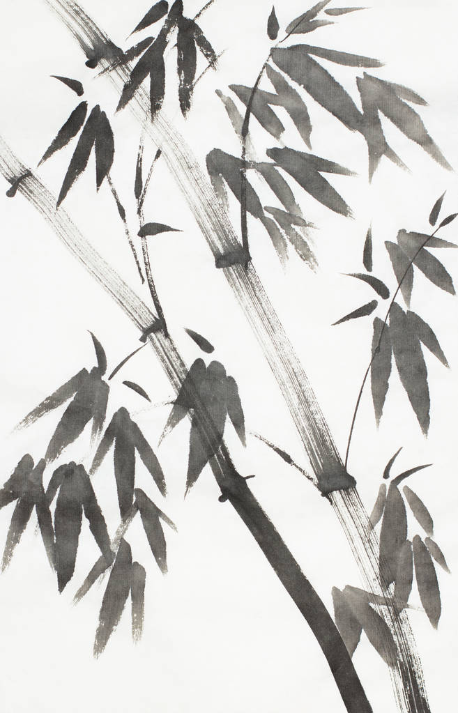 monochromer Bambusbaum auf hellem Hintergrund - Foto, Bild