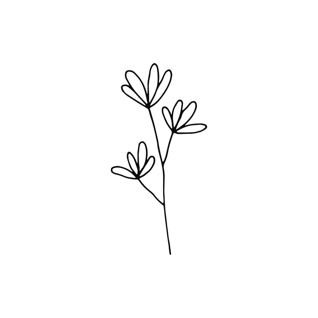 花アイコンと植物の小枝。孤立したオブジェクトをスケッチします。. - ベクター画像