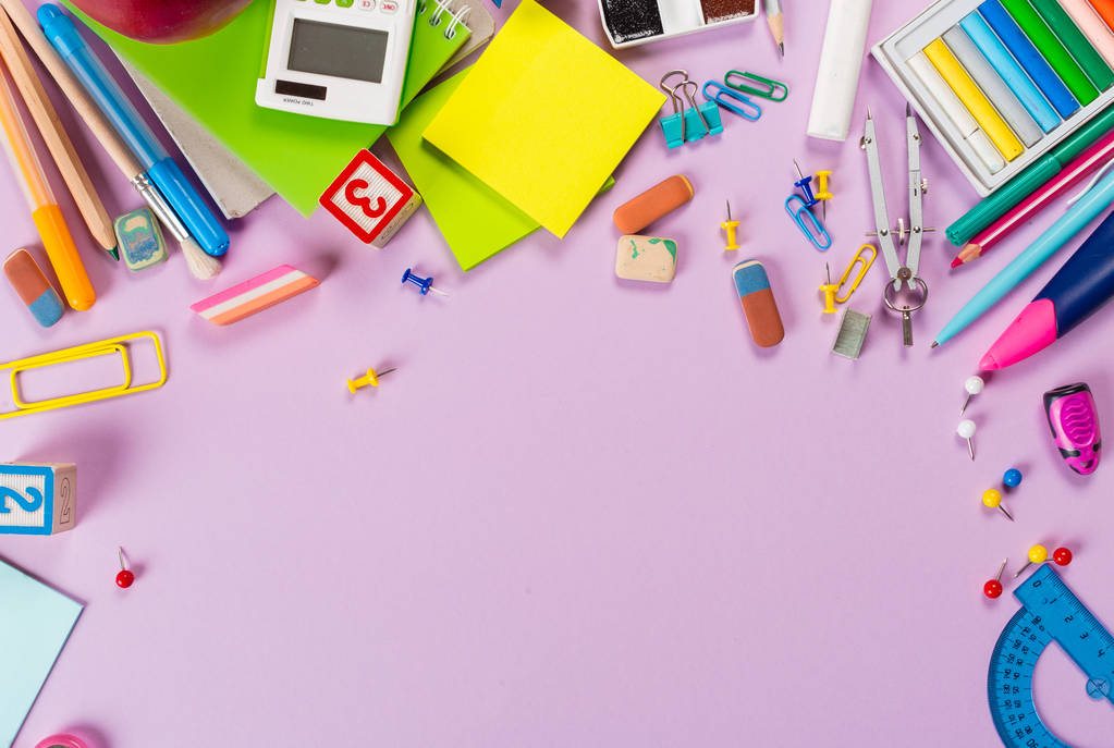 School and office supplies. Top view. - Photo, Image