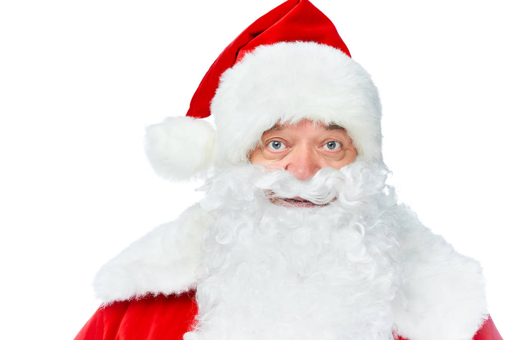 портрет бородатого Санта-Клауса, позирующего изолированно на белом
 - Фото, изображение