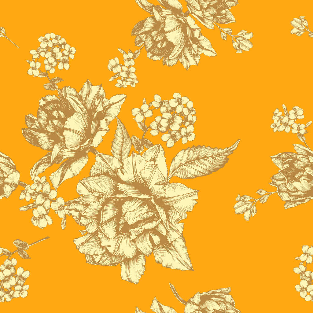 チューリップとジャスミン花のシームレスなパターン ベクトル - ベクター画像
