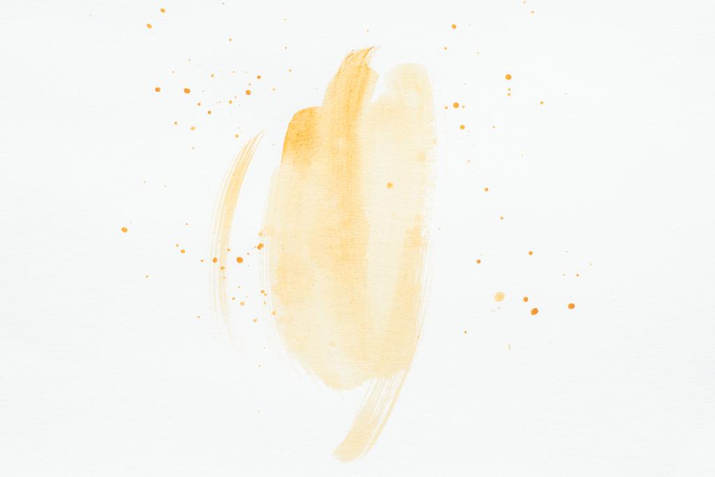 pomarańczowy akwarela obrysy z Okruchy na białym papierze - Zdjęcie, obraz