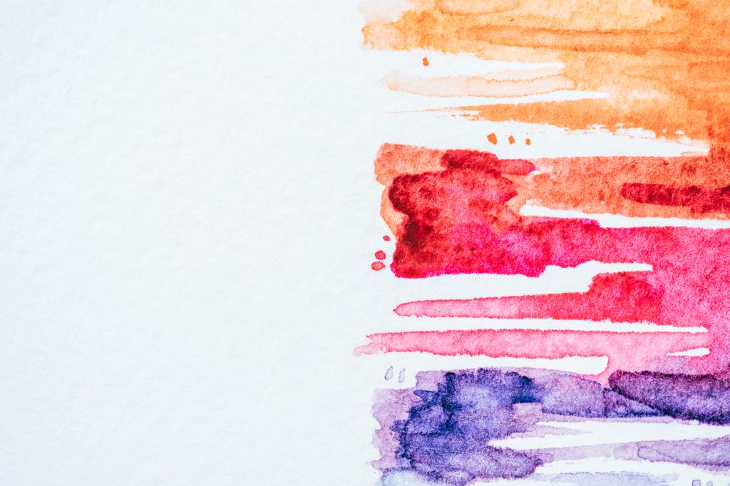 abstract background with colorful watercolor strokes on white paper - Photo, Image