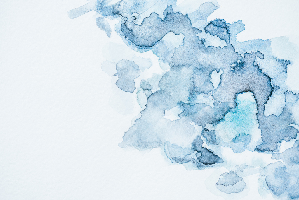 abstrakte Tapete mit blauen Aquarellflecken  - Foto, Bild