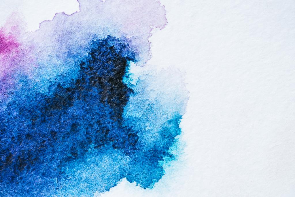 Abstract Bright Blue Watercolor Painting On White Free Stock Photo and Image