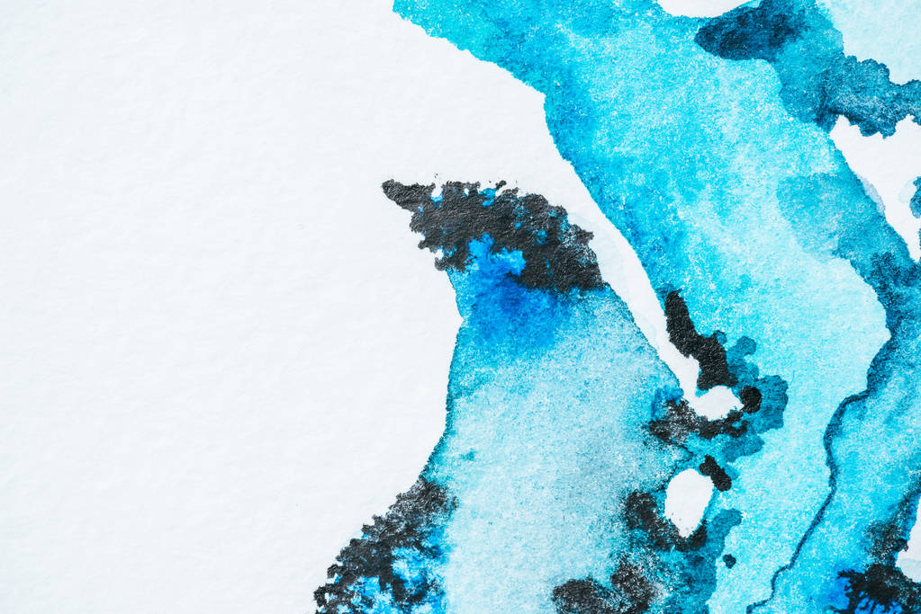 abstracto brillante turquesa acuarela manchas sobre fondo de papel con espacio de copia
 - Foto, Imagen