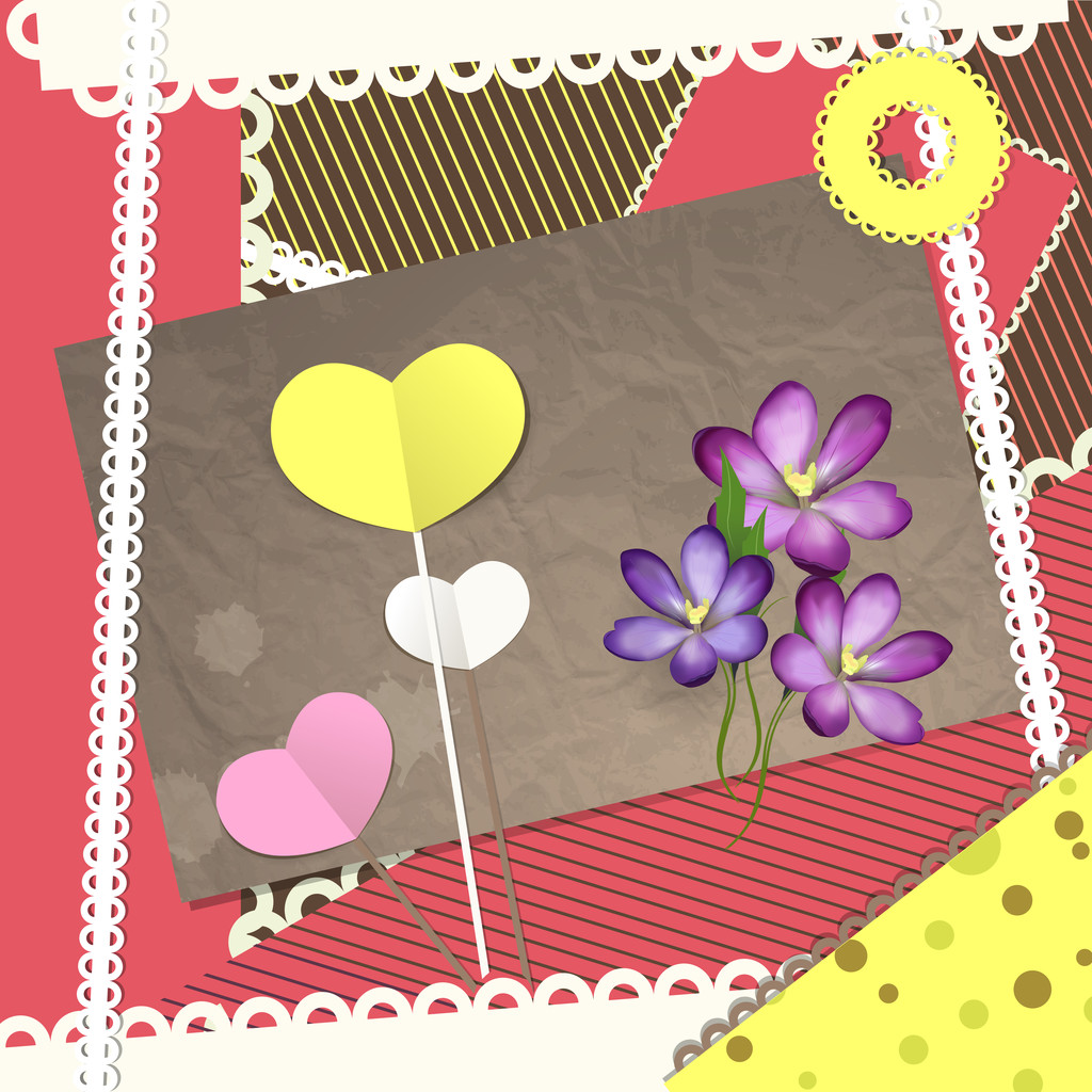 Retro scrapbooking elements, Valentine card. Vector illustration - Vector, Image