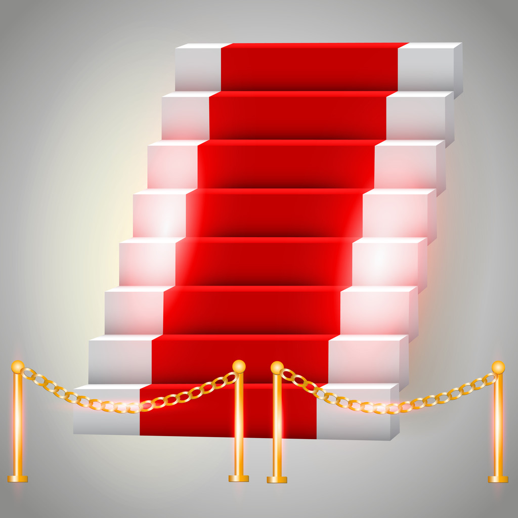 Red carpet on stairs. Vector illustration - Vector, Image