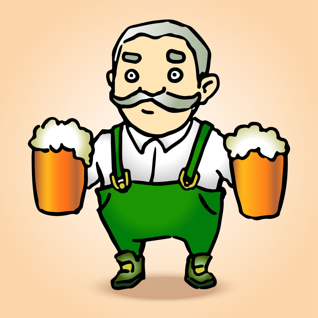 Cartoon oktoberfest man with beer. Vector illustration - Vector, Image