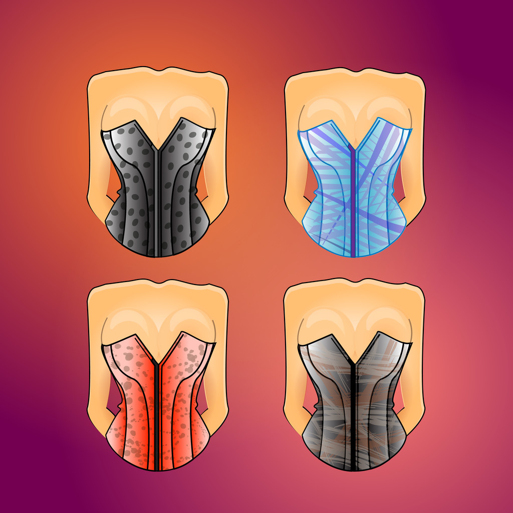 Variety of sexy corsets. Illustration. Retro Corsets - Vector, Image