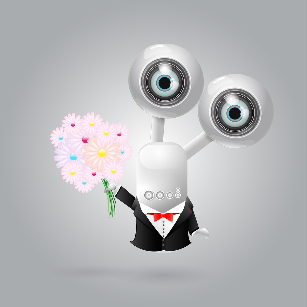 Vektor robot virágok - Vektor, kép