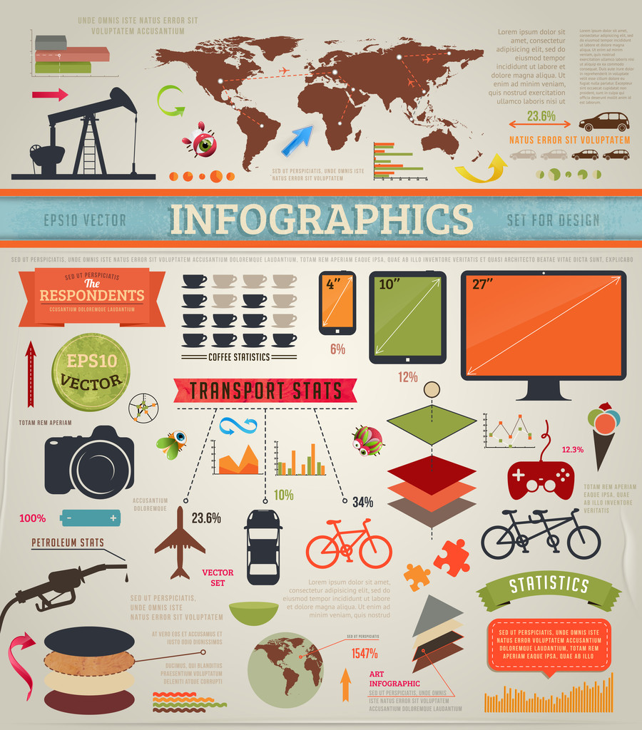 Set elementi di infografica per il design
 - Vettoriali, immagini