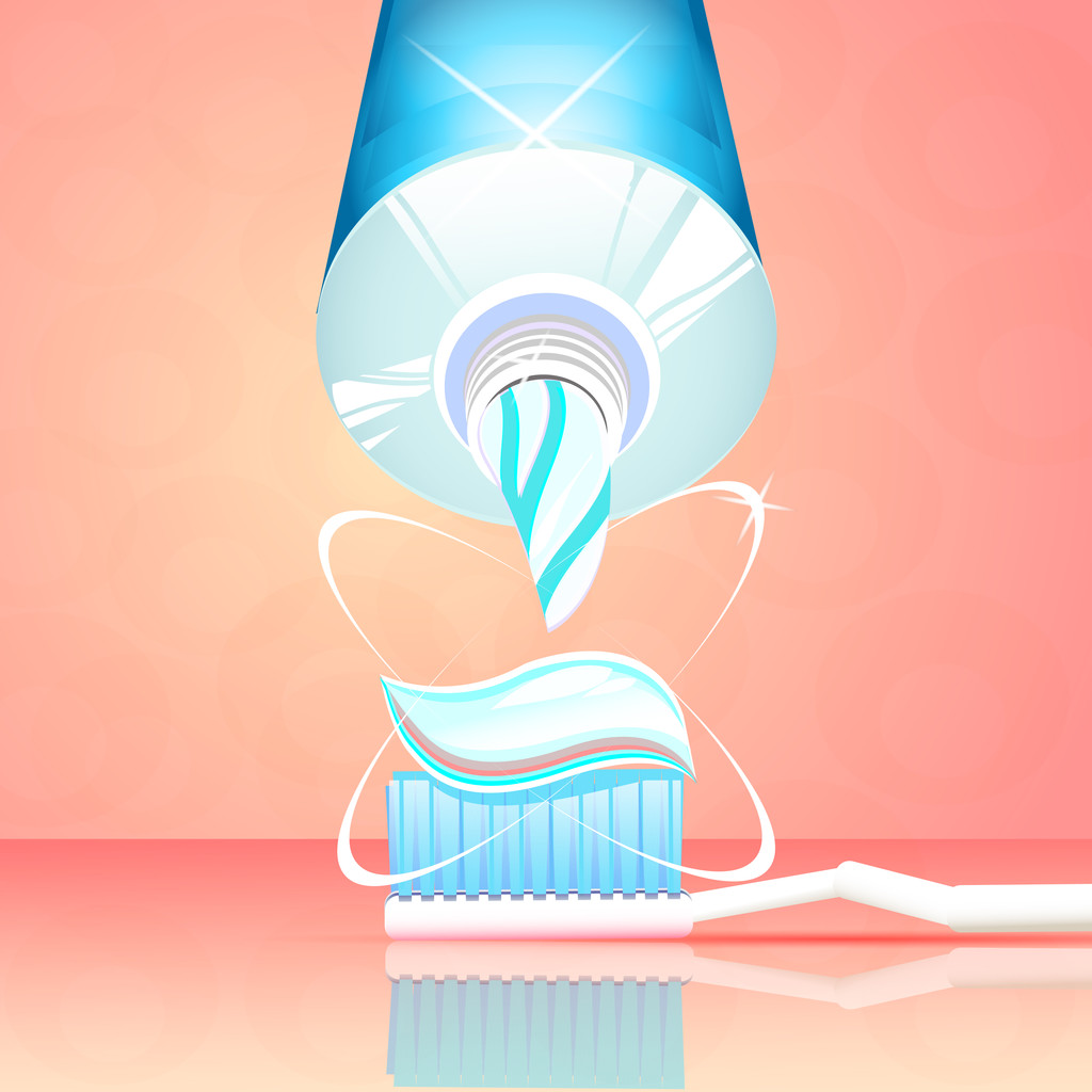 απεικόνιση των απομονωμένων οδοντόβουρτσα οδοντόκρεμα με σωλήνα - Διάνυσμα, εικόνα