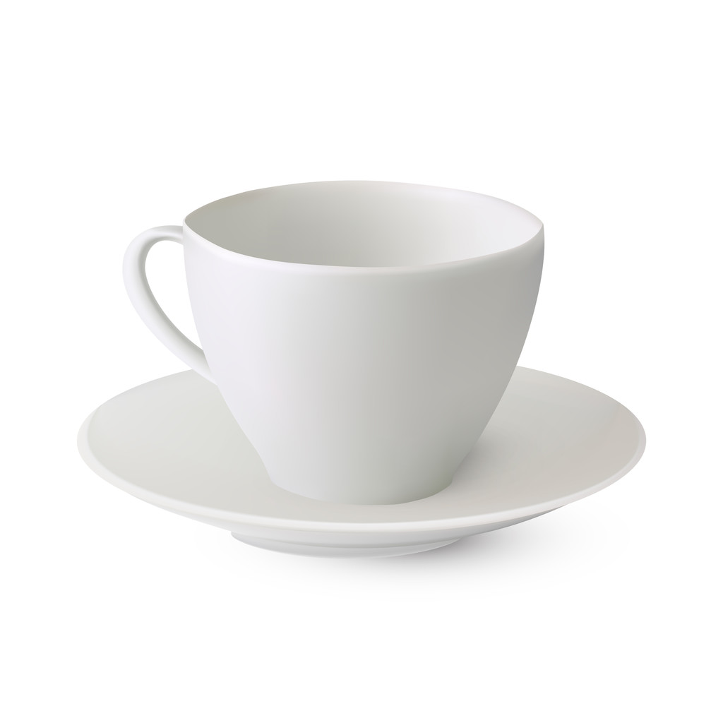 beyaz çay fincanı tabağı üzerinde. vektör çizim - Vektör, Görsel